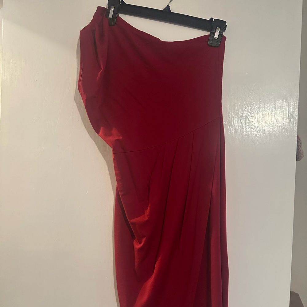 Elegant Red Draped Dress